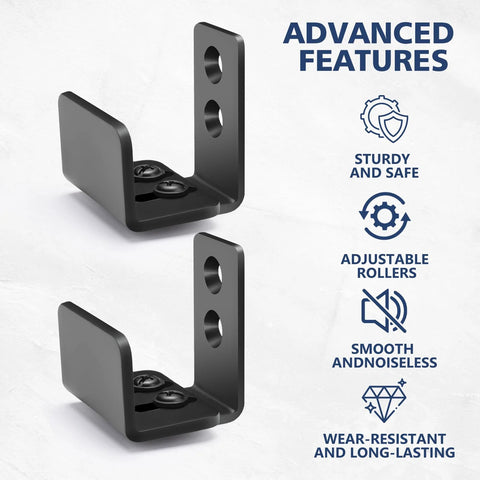 Bottom Floor Guide For Sliding Barn Doors U Shape Adjustable Stay Roller Flexible Fit Distance 2 Pack Steel Black