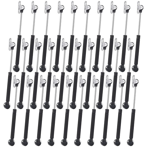 30 Pack 10 Inch Gas Struts For Cabinets And Doors With Soft Open Pneumatic Lift For RV Boat Hatch Furniture Lids 100N 22.5lb Heavy Duty Props Includes 29mm Mounts And 49 By 13 Mm Brackets lined up