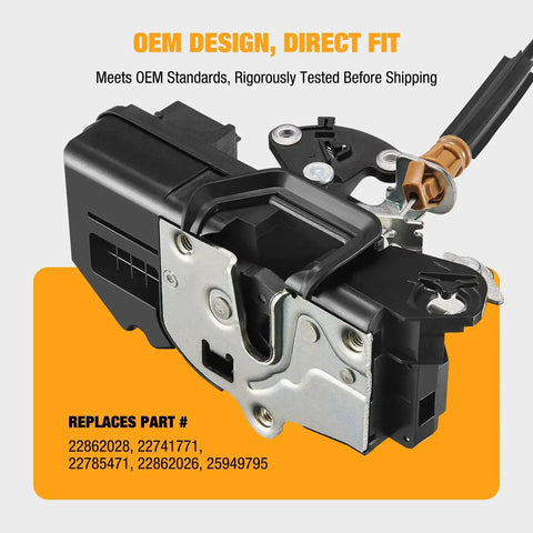 Power Door Lock Latch Actuator With Cable Front Left Driver Side for Chevrolet Silverado Sierra showing OEM design and parts