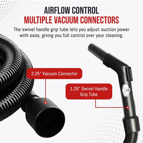 Heavy Duty Replacement Vacuum Hose For Shop Vac And Ridgid Style Wet Dry Vacuums, crushproof hose with airflow control connectors