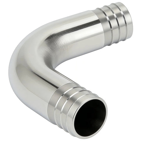 Lophtnix 304 stainless steel sanitary hose barb elbow fitting, 2 in barbed ends, 90-degree angle.