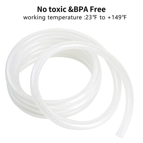 Clear braided PVC hose, 3/8 in ID × 19/32 in OD, 50 ft, high-pressure tubing for water, air, oil
