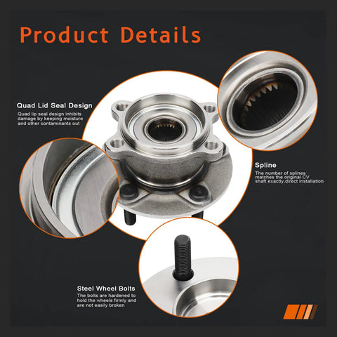 Product detail view of Rear Wheel Hub And Bearing Assembly For Mazda CX-5 AWD 2013-2023 5-Lug Without ABS Drop-In Replacement 512551.