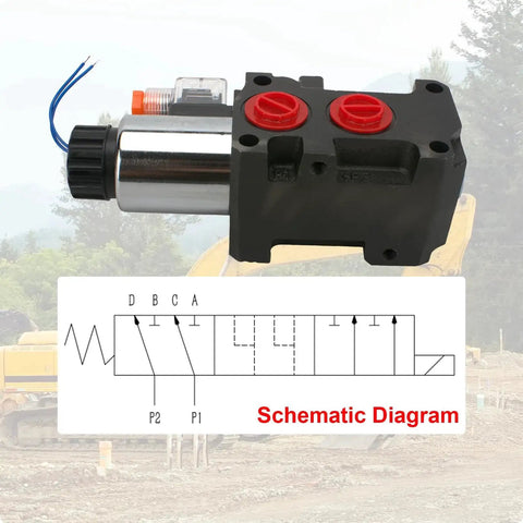 High Performance Hydraulic Solenoid Diverter Valve For Seamless Switching Between Circuits DC12V 13GPM SAE Ports 200 Bar Max Pressure Industrial And Agricultural Use Durable Performance By JAHEZYAN featuring schematic diagram