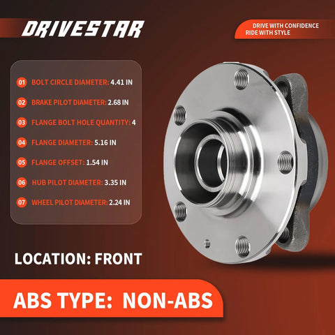 Front Wheel Hub And Bearing Assembly For Audi A4 A4 Quattro A6 RS4 And S4 2002-2008 With AF-I Grease OEM-Grade Wheel Bearing Ready To Install