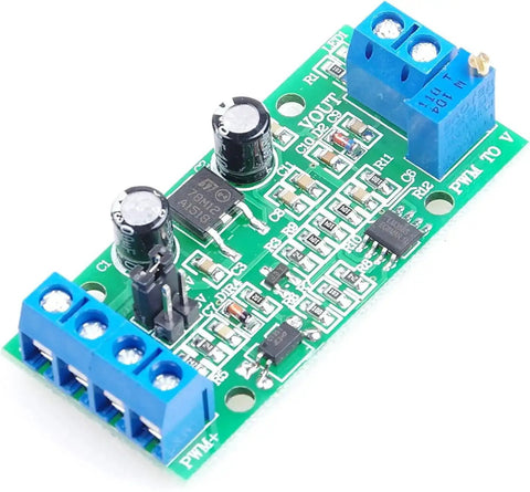 PWM To Voltage Converter Module For PLCs And Microcontrollers, Converts 0 To 100 Percent PWM Into 0-10V Or 0-5V Analog Output From 3.3V, 5V, Or 24V Signals, Easy Plug In Industrial Control Panel Interface For Smooth Automation.