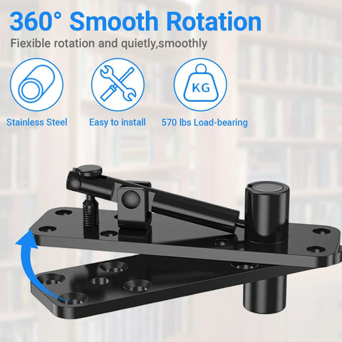 Heavy Duty Hidden Door Hinge For Secret Doors Bookcase And Murphy Shelves With 570 Lb Load, 360 Degree Silent Rotation, Stainless Steel