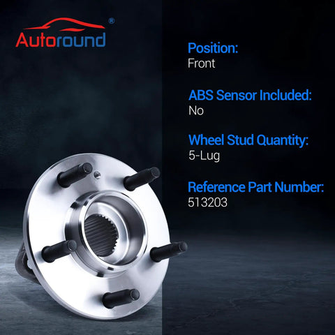 Wheel Hub And Bearing Assembly Replacement For 2000 To 2008 Chevrolet Impala 2003 To 2007 Buick Regal And 2003 To 2008 Pontiac Grand Prix With Five Lugs Non ABS Beefed Up For A Smooth Sturdy Ride And Long Lasting Performance, front view