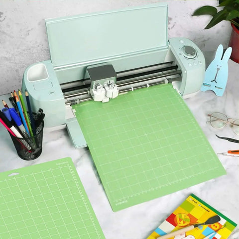 12x12 Inch Standard Green Grip Cutting Mat For Cricut Explore One Air Air 2 Maker 8 Pack Non Slip Adhesive Replacement Mats Compatible With Vinyl Paper Cardstock Thin Fabric And Other Medium Weight Materials inserted in Cricut machine