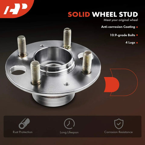 Rear Wheel Bearing And Hub Assembly 4-Lug For Honda Civic 1992-2000, Civic Del Sol 1993-1997, Acura Integra 1994-1997 With Rear Disc