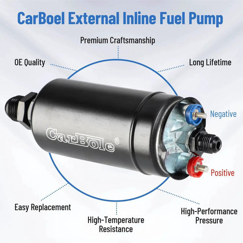 Universal 12V Inline Fuel Pump for EFI Systems, 300 LPH High Flow, Diesel and Gasoline Ready, External Pump With Mounting Bracket Clamp, Pre Filter Recommended
