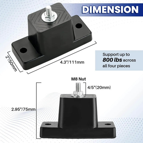 Four sturdy rubber vibration isolator mounting brackets deliver solid anti vibration support for outdoor mini split condensers