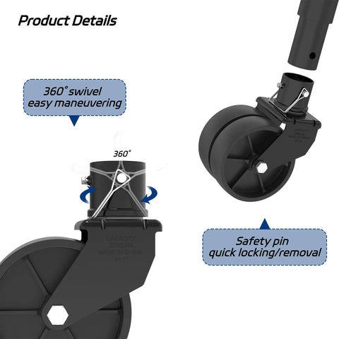 2000 Lb Dual 6 Inch Trailer Jack Swivel Caster With Pin For 2 Inch Tubes Wheel Replacement For Boat And Utility Trailers