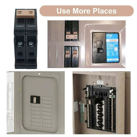 Two Pole 20 Amp Circuit Breaker Plug On Mount For Standard Miniature Panels With Thermal Magnetic Trip 10kA 120 240V installed view