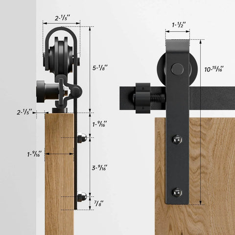 5 Foot Sliding Barn Door Hardware Kit For 26 To 30 Inch Wide Single Door Matte Black Track System with J Shape Rollers