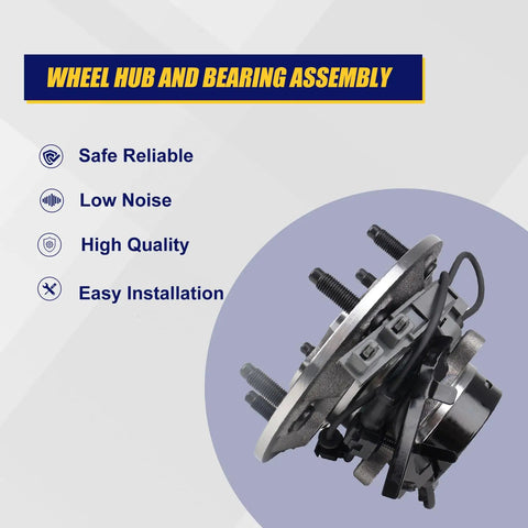 Front Left Wheel Bearing And Hub Assembly For 2004-2008 Chevy Colorado And 2004-2008 GMC Canyon, side view with 6 Lug Bolts and ABS