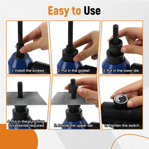 Step-by-step guide for using Heavy Duty Hydraulic Knockout Punch Kit One Half Inch To Two Inch Conduit Hole Cutter Set