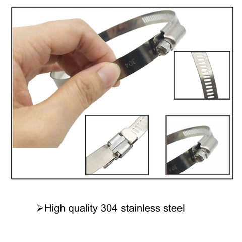 4 Inch Adjustable 304 Stainless Steel Duct Clamps Set Of 4 Worm Drive Hose Clamps for Air Ducting Range 91mm to 114mm shown.