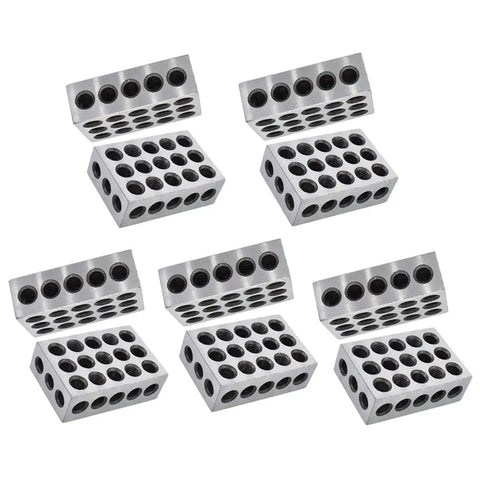 Precision 5 Matched Pair 1 2 3 Blocks With 23 Holes 0.0002 Inch Accuracy Pro Grade Machinist Hardened Steel RC 55 62 Jig