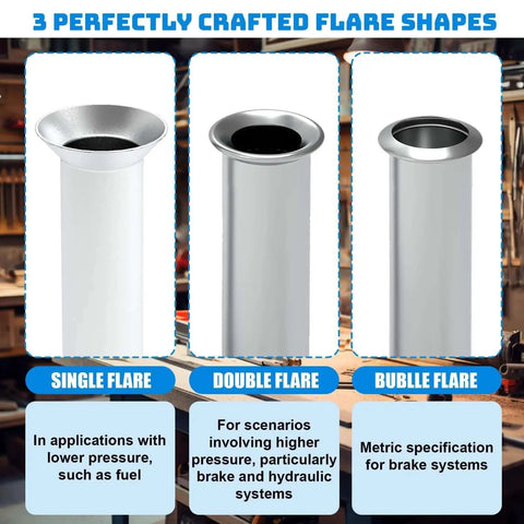 Pro Grade Brake Line Flaring Tool Kit 45 Degree Single Double Bubble Flares for 3/16 to 3/8 Inch Tubing