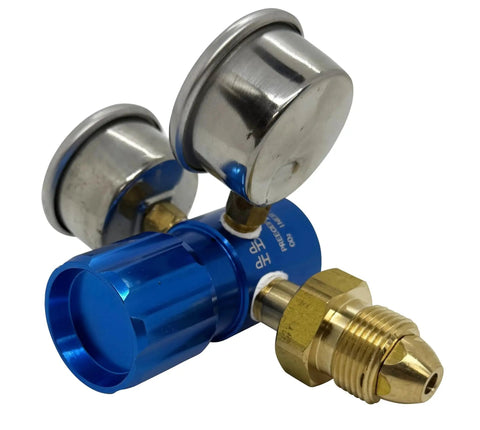 High Flow Argon Regulator For Welding From Zero To Four Hundred PSI With Forty Five CFM, Lightweight Billet Aluminum Blue Anodized Finish