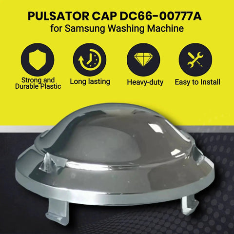Front view of washer pulsator cap replacement DC66-00777A, 2-pack, Samsung-compatible plastic dome with mounting tabs