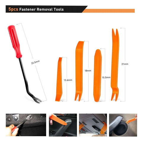 635-piece auto rivet retainer kit with orange pry tools and red-handled remover for bumper, fender, panels (VXB Bearings)
