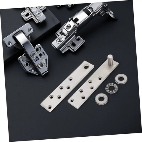 Heavy Duty Hidden Hinges For Doors Made Of Stainless Steel 360 Degree Pivot Hinge System parts on black background