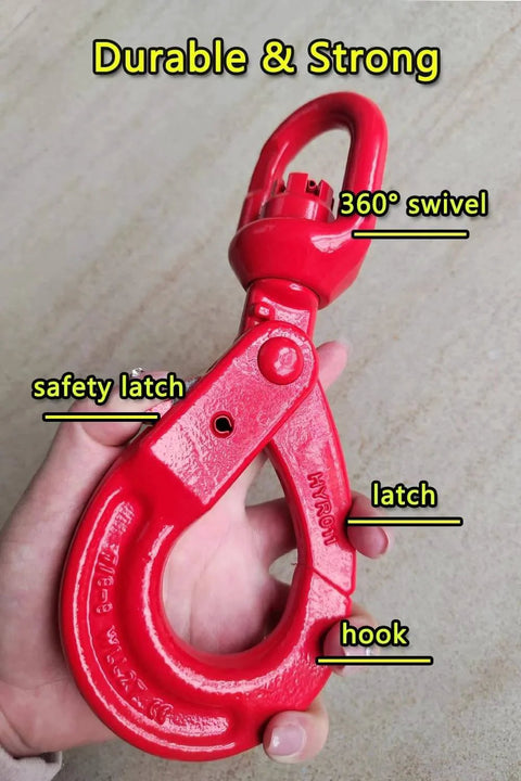Swivel Lifting Hook With Self Locking Mechanism, 360 Degree Swivel For Hoist And Rigging, Heavy Duty 4410 Lbs Capacity in hand