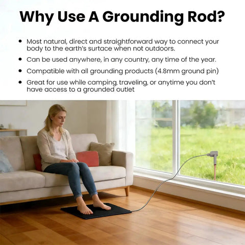 Person using Portable Copper Grounding Rod Kit With 12 Inch Grounding Rod, 40 Ft Female Ground Cord, And 15 Ft Ground Wire indoors.