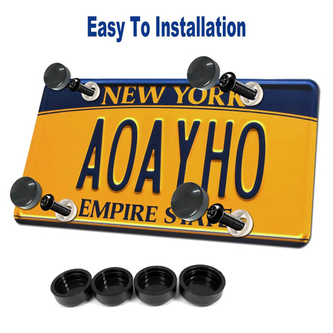 Anti Theft Black License Plate Screws Set For Cars Locking Bolts For Front And Rear Mounting M6 Stainless Steel shown with license plate