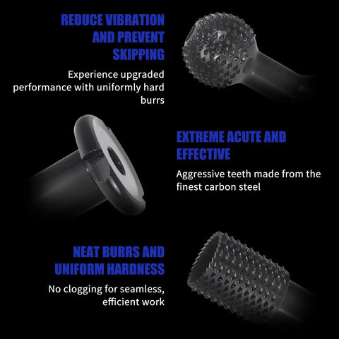 3 Piece Pro Grade Upgraded Wood Grinder Ball Gouge Set With 5/8-11 Threads features carbide steel rotary burrs