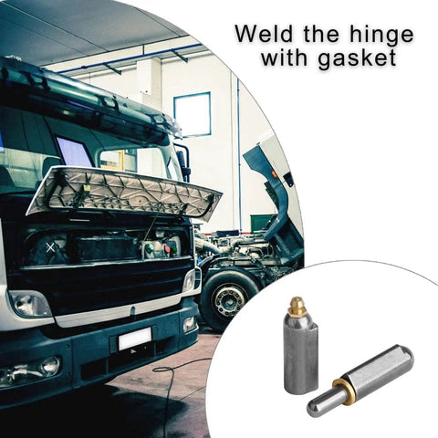10 Pack Weldable Hinge With Grease Zerk 6 Inch Stainless Steel Heavy Duty Weld On Hinges in workshop with open truck hood