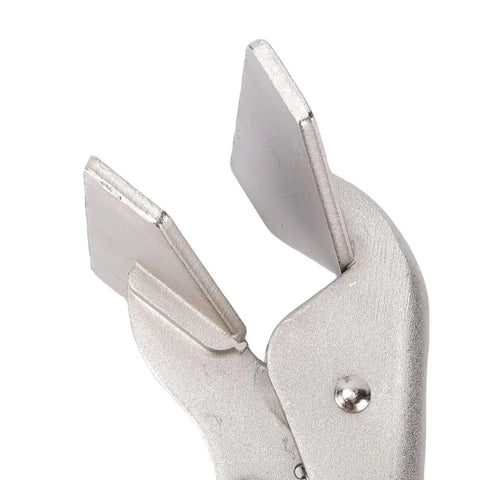 Close-up of 10 Inch Locking Sheet Metal Clamp Duckbill Pliers With Adjustable Screw, Carbon Steel Plated Welding Clamp for Metalworking