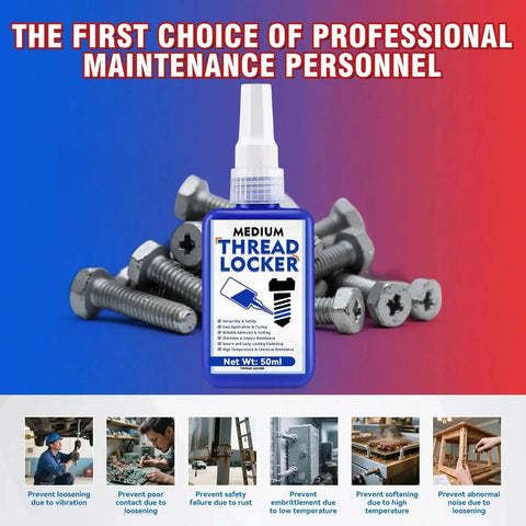 Blue Thread Locker 50ml Medium Strength Waterproof Threadlocker For Nuts Bolts And Fasteners That Keeps Screws Tight And Resists Loosening