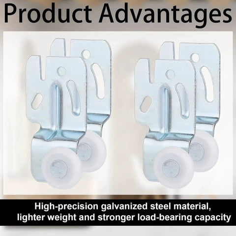Eight-Piece Sliding Closet Door Roller Hardware Kit With Top Hung Bypass Upper Mount Track Wheels in galvanized steel