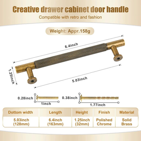Matt Coffee Bronze Solid Brass Cabinet Handles 5 Pack 5 Inch Hole Centers Drawer Pulls display with measurements