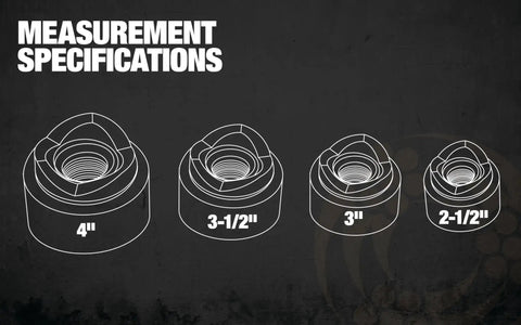 Pro Grade Heavy Duty Die Set For MaxPunch And Knockout Tools measurement specifications for 2.5 to 4 inch cuts