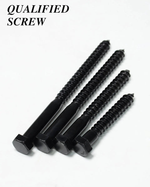 Heavy Duty Five Sixteenth Inch By Three Inch Hex Head Lag Bolts With Flat Washers In 304 Stainless Steel 18 8 Black For Wood