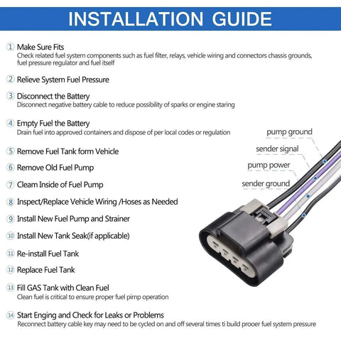 Installation guide for Fuel Pump With Sensor E3542M Replacement Fits 2000 2005 Buick Century 3.1L V6 and 3.8L