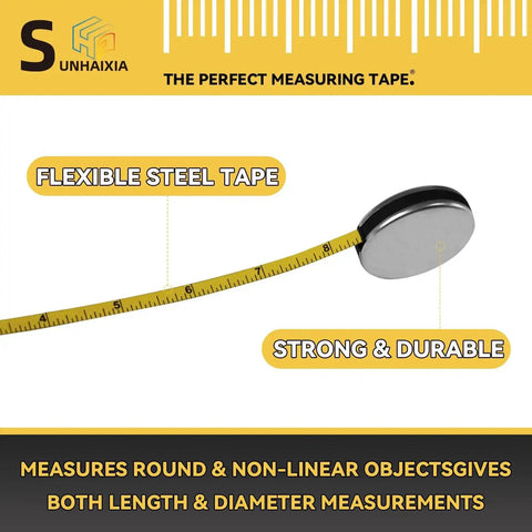 Diameter And Circumference Tape Measure With Locking Push Button Imperial And Metric 82 Inch And 214 Cm Double Sided Blade