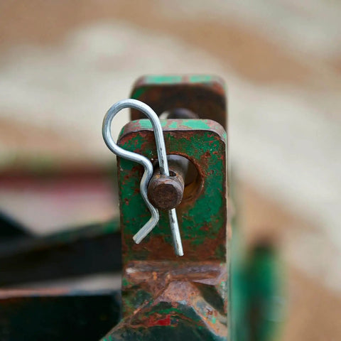 Tough As Nails 4mm By 78mm Hairpin Cotter Pins Kit In 304 Stainless Steel R Clips Retaining Pins attached to green equipment