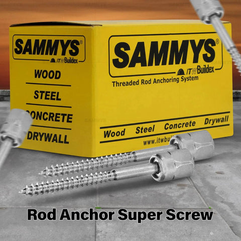 Easy Install Wood Threaded Rod Anchor, Three And A Half Inch Screw, No Pre Drill Required, Zinc Finish and Steel Construction