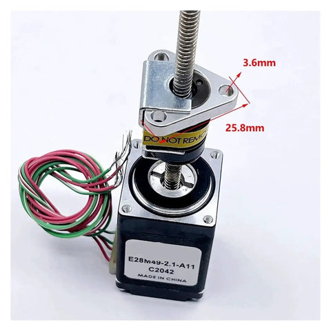 63Mm Stroke Linear Actuator With Nema 11 Mount 28Mm Precision Screw Stepper Motor close-up view, showing size measurements.
