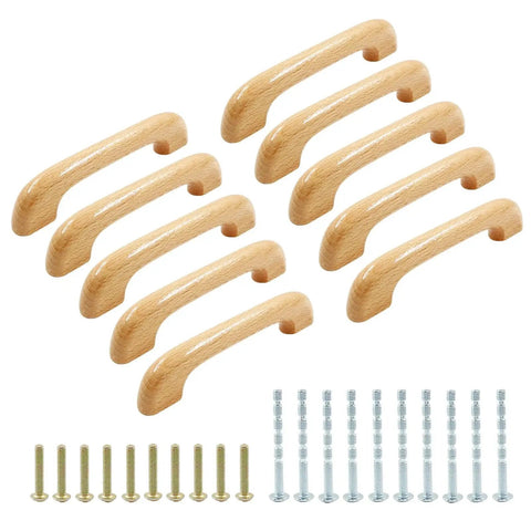 10 Pack Wood Cabinet Pulls Handles 4.92 Inch Overall Length 0.98 Inch Height 3.78 Inch Center to Center 96mm with Mounting Screws