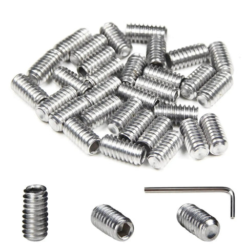 30 Pack 1/4-20 X 1/2 Inch Stainless Steel Set Screws Hex Allen Head Socket Bolts Cup Point Internal Drive With Key Wrench visible