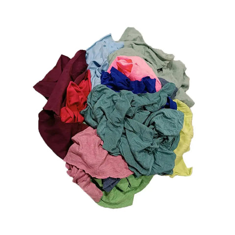 Recycled Color Knit Cleaning Rags Bulk Pack For DIYers And Home Pros, colorful T-shirt rags, 25 lb pile for multipurpose use.