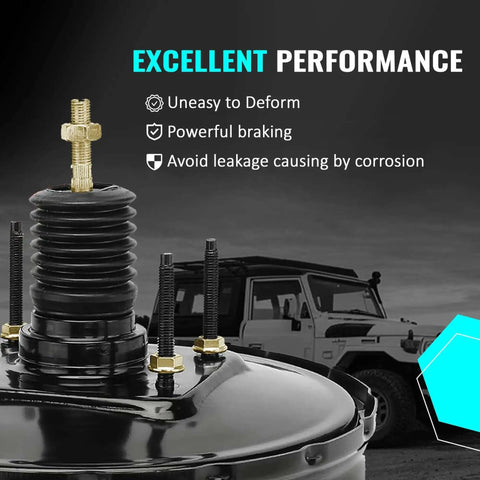 Vacuum Power Brake Booster 54-74400 for Ford F250 F350 1987-1997 with easy install, showcasing dual-diaphragm and studs