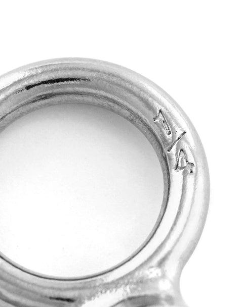 Close-up view of 20 Pack 1/4-20 Stainless Steel Eye Bolts showing threading and corrosion-resistant surface, marine-grade quality.