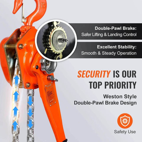 3 Ton Lever Chain Hoist 10 Ft Lift G80 Galvanized Carbon Steel Weston Double Pawl Brake detail